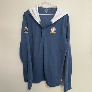NBC Sports Blue Textured Men's Shirt‎ with Hoodie - Roots 73. size Large